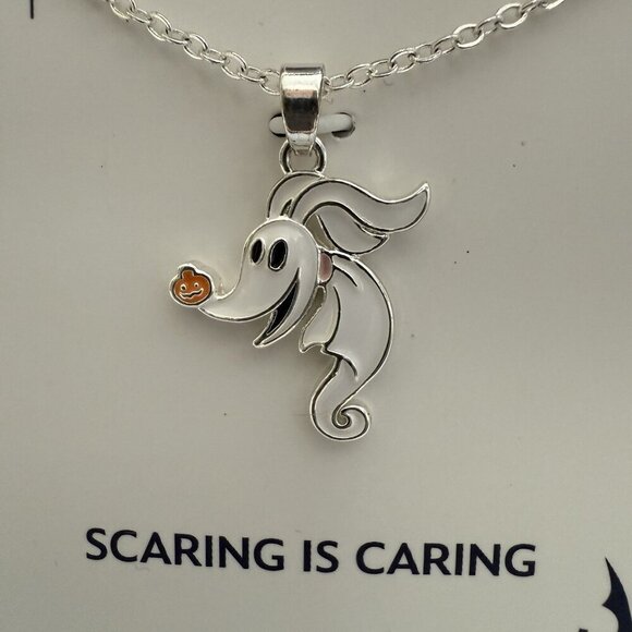 Tim Burton Nightmare Before Christmas Zero Necklace Scaring is Caring Halloween - Picture 1 of 5
